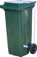 Мусорный пластиковый контейнер 120л с педалью, зеленый
